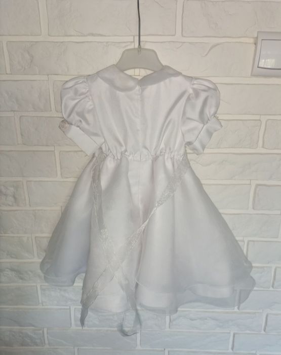 Sukienka do chrztu r.74 czapka opaska buty bolerko sweterek