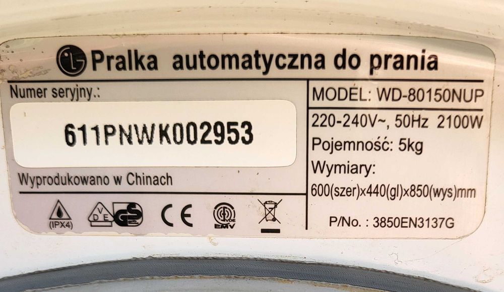 Komplet zawieszenia pralki LG: Amortyzatory 100N  + Sprężyny