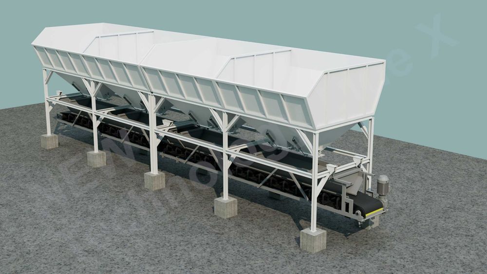 Węzeł betoniarski, zbiornik kruszywa, kosz zasypowy, kosz przyjęciowy