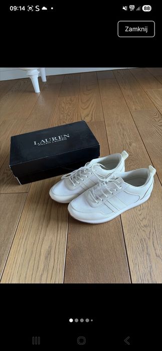Sneakersy wiosenne buty sznurowane białe Lauren Ralph Lauren