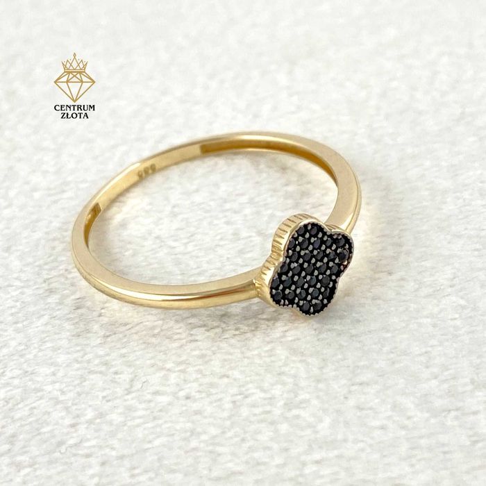 ZŁOTY pierścionek marokańska koniczynka PRÓBA 585 (14K) rozmiar 16