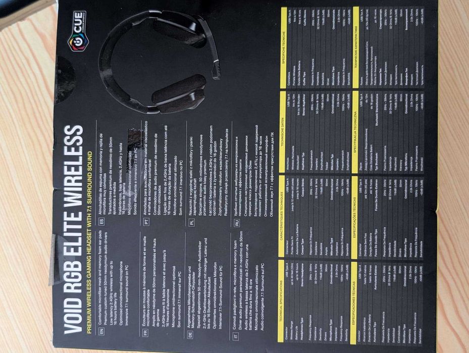 Headset Wireless Corsair Void RGB Elite 7.1 PC/PS5 – Como Novo + Caixa