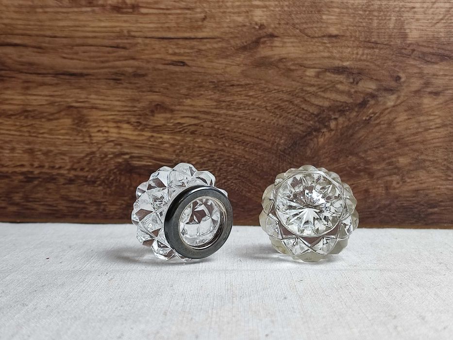 Szklane solniczki , przyprawniki - srebrne okucie