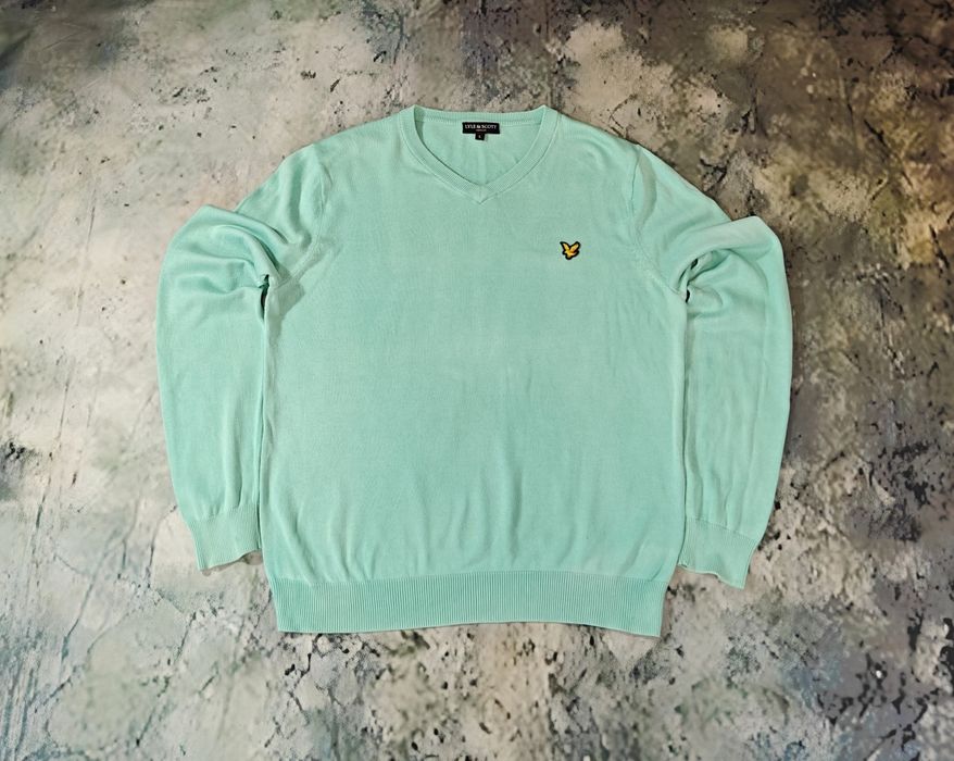 Miętowy Sweterek Damski V-neck Lyle & Scott L