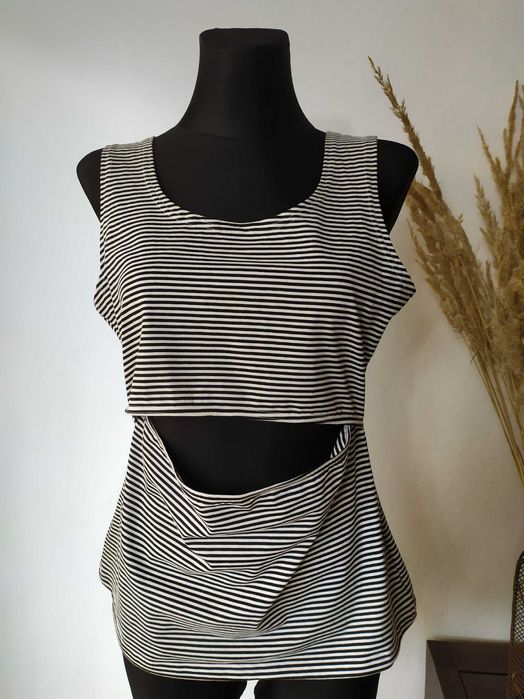 Koszulka Bluzka w paski w prążki Bawełna Dla karmiącej mamy Bawełna 42