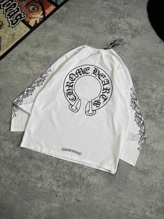Білий Лонгслів Chrome Hearts з бірками (Хром Хартс)