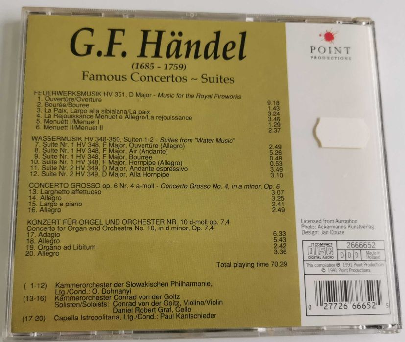 CD - Handel - Famous Concertos - Suites
