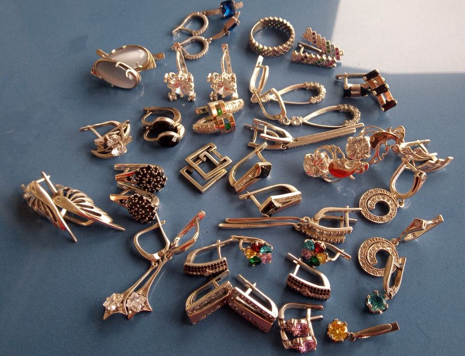 Срібні сережки, ланцюжки, браслети. 925