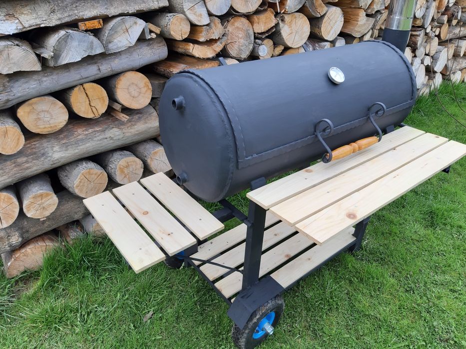 Duży grill barbecue na kołach 1m vintage retro