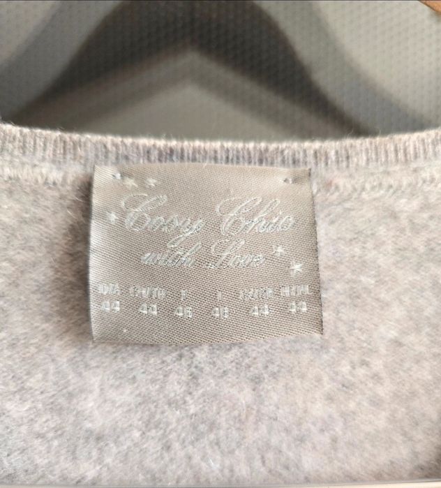 Sweter kaszmirowy męski XS-S szary wełniany w serek