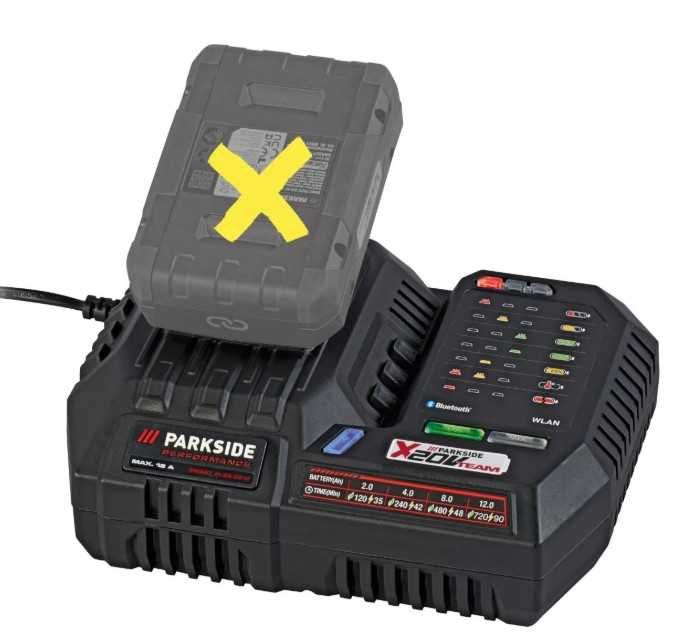 Carregador de Bateria Inteligente Parkside 12A 20V / Carregador Duplo Parkside 4.5A 20V