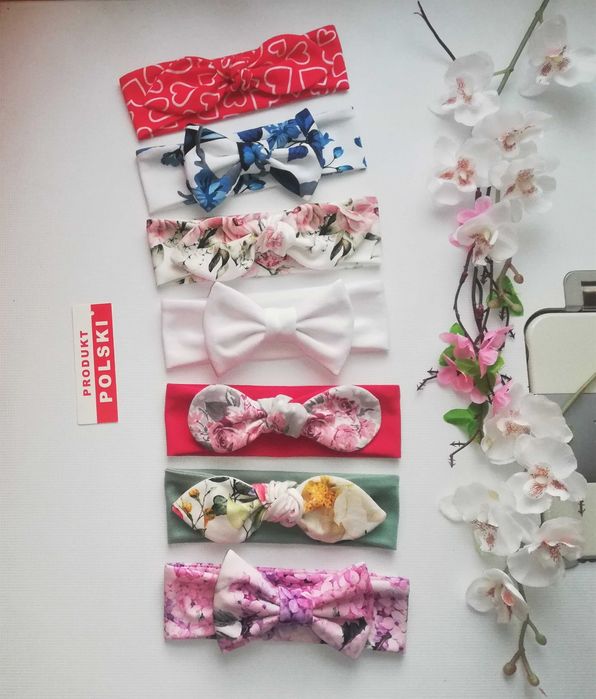 Opaski -- hand made -- niemowlęce -- z kokardką -- 6szt. + Gratis