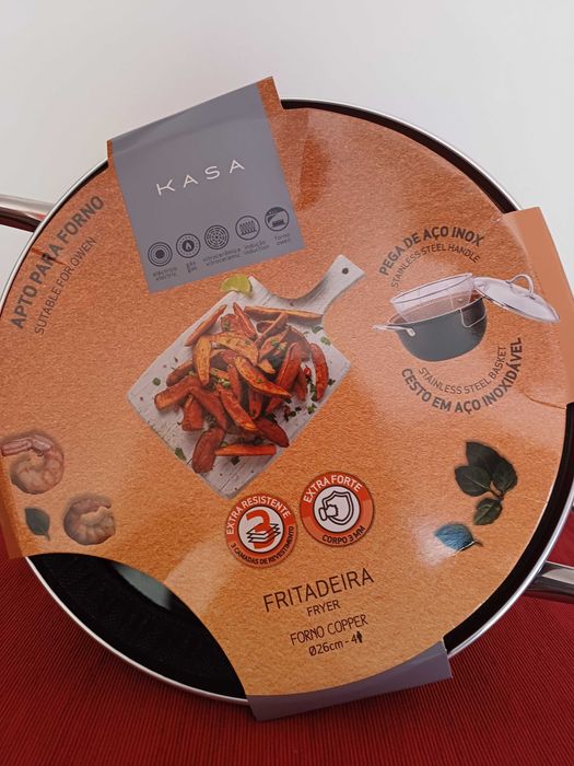 Fritadeira com Cesto Antiaderente Alumínio 26cm Forno Copper