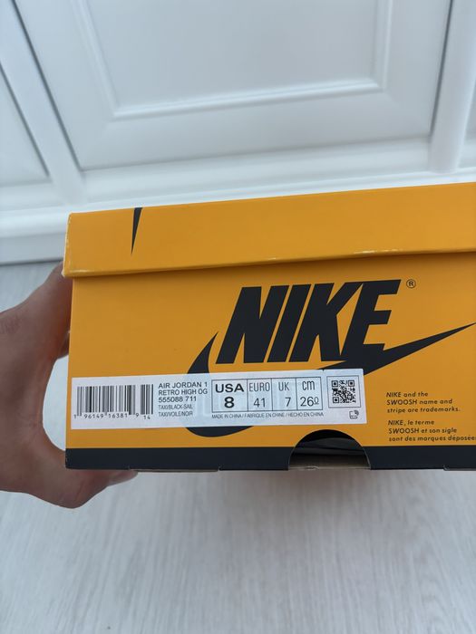 Nike Air Jordan 1 High Retro 41 Yellow Toe Taxi 8 us