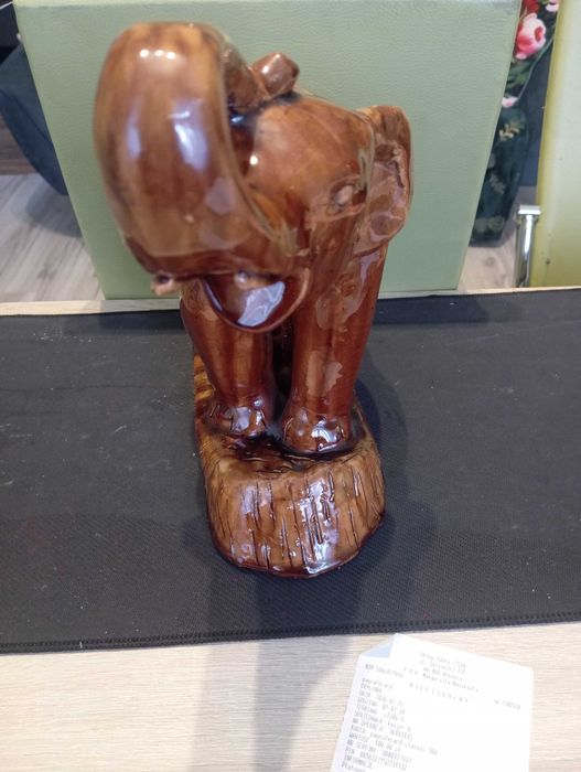 Duża ceramiczna figurka – słoń, vintage, prl 27 cm