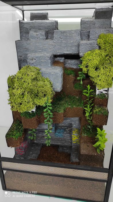 Terrarium dla gekona płaczącego | Terraria tropikalne z wyposażeniem | Styl Pixel Art TW28MC, AquaWaves