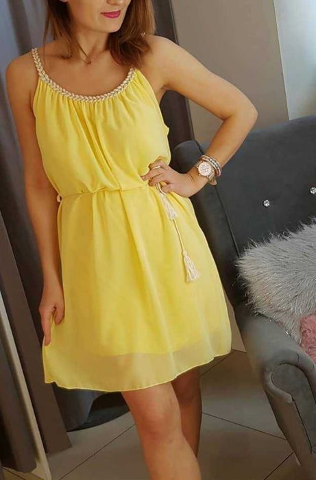 Żółta zwiewna sukienka - Nowa, okazja!