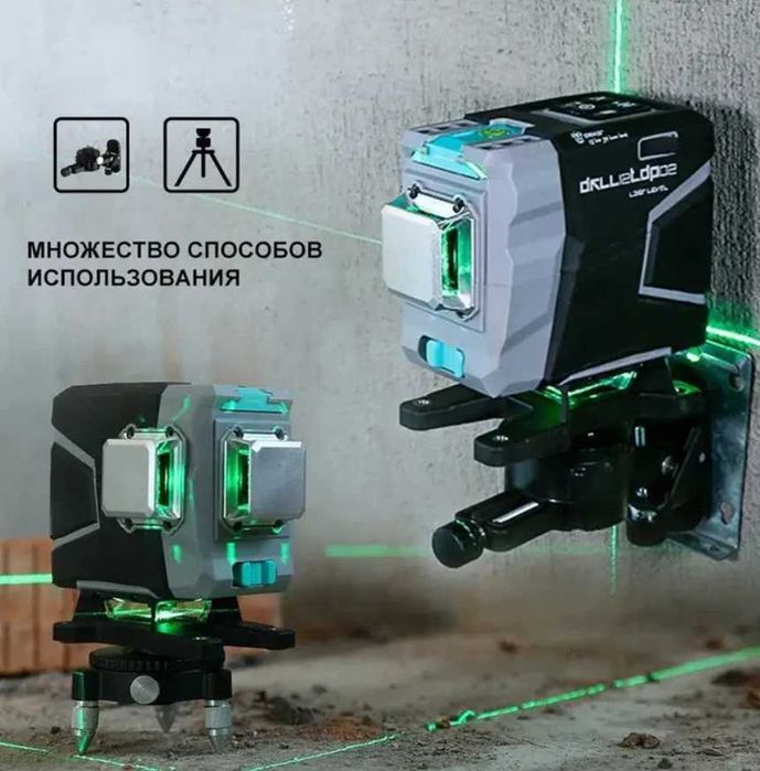 DEKO New DKLL12tdP02 Зелений ПРОМІНЬ до 50м лазерний рівень 12 ліній