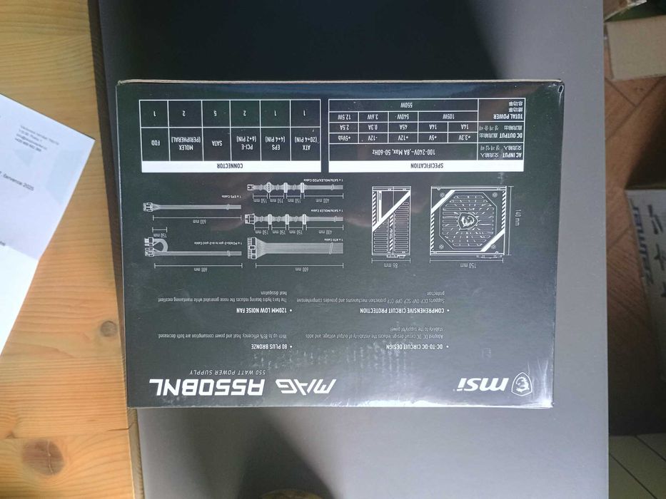 Nowy zasilacz MSI MAG 550W 80 Plus Bronze