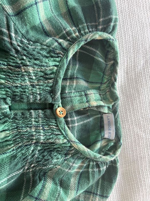 Vestido xadrez criança verde 6-7 anos