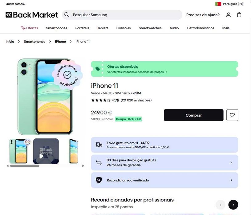 iPhone 11 como Novo (Garantia de 6 meses)