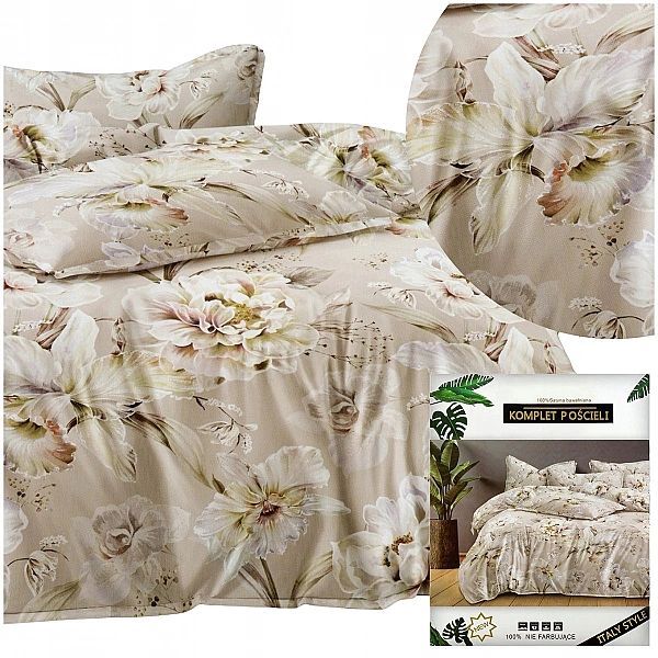 Pościel 200x220 komplet 3 części bawełna satynowa DALWIN poszewki 70x8