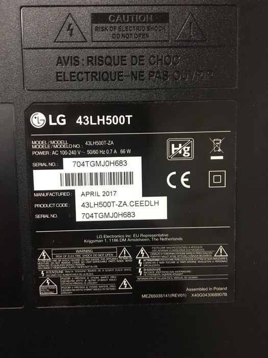Продам телевизор LG43”