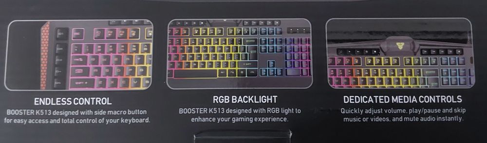 TECLADO GAMING KEYBOARD/BOOSTER K513.Altura ajustável Casa,Sala,Quarto
