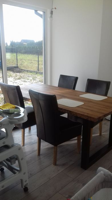 Krzesła 4 szt Woodica dębowe Ecoskóra brązowa