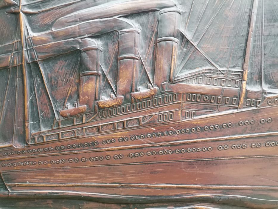 Relief miedziany - obraz "D. A. Kaiser Wilhelm 1907 Hamburg"