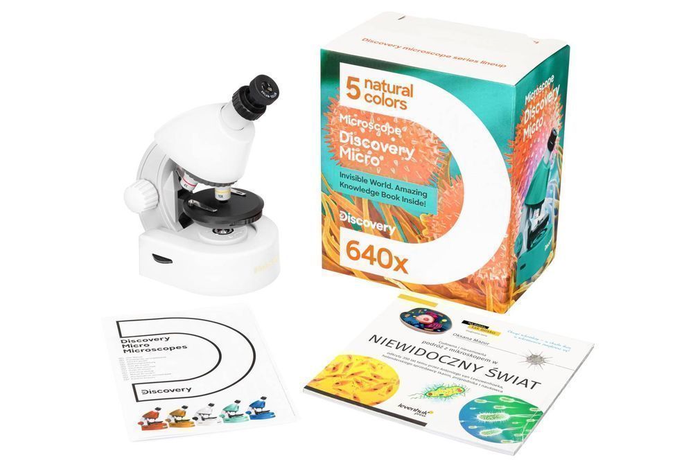 Mikroskop optyczny, szkolny dla dzieci 640x / Discovery Micro +książka
