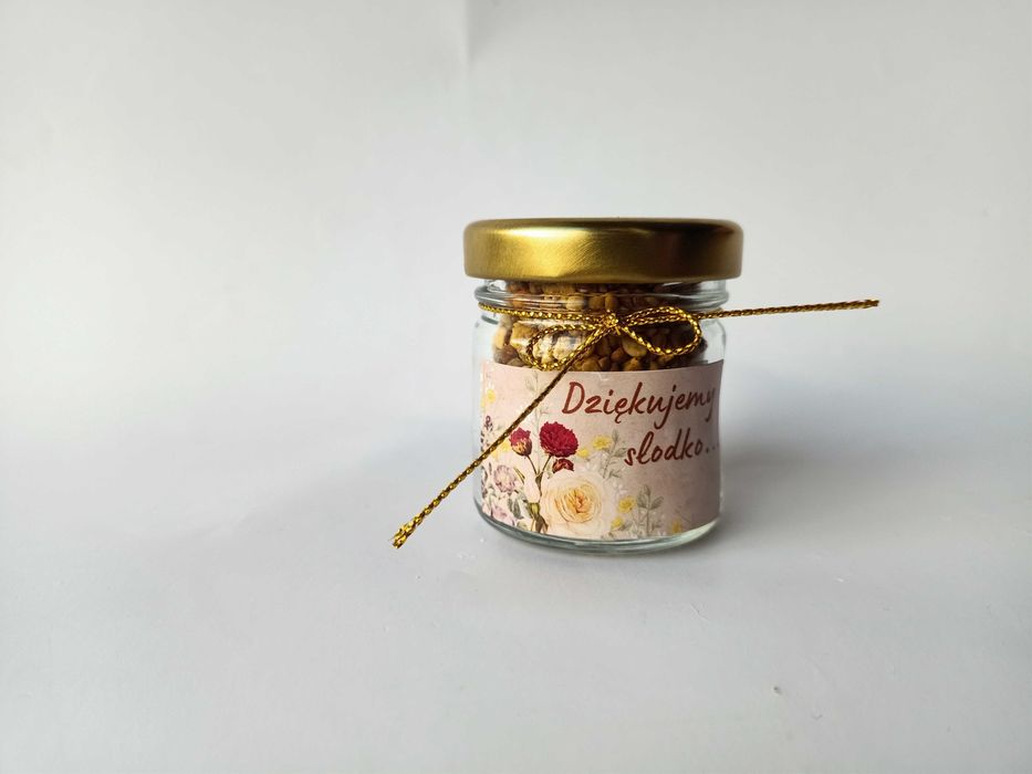 upominki podziękowania miodki z owocami liofilizowanymi 40ml LOGO