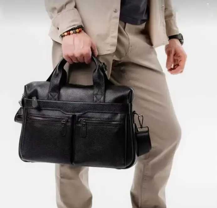 Чоловіча шкіряна сумка новий діловий портфель для документів А4 кожа