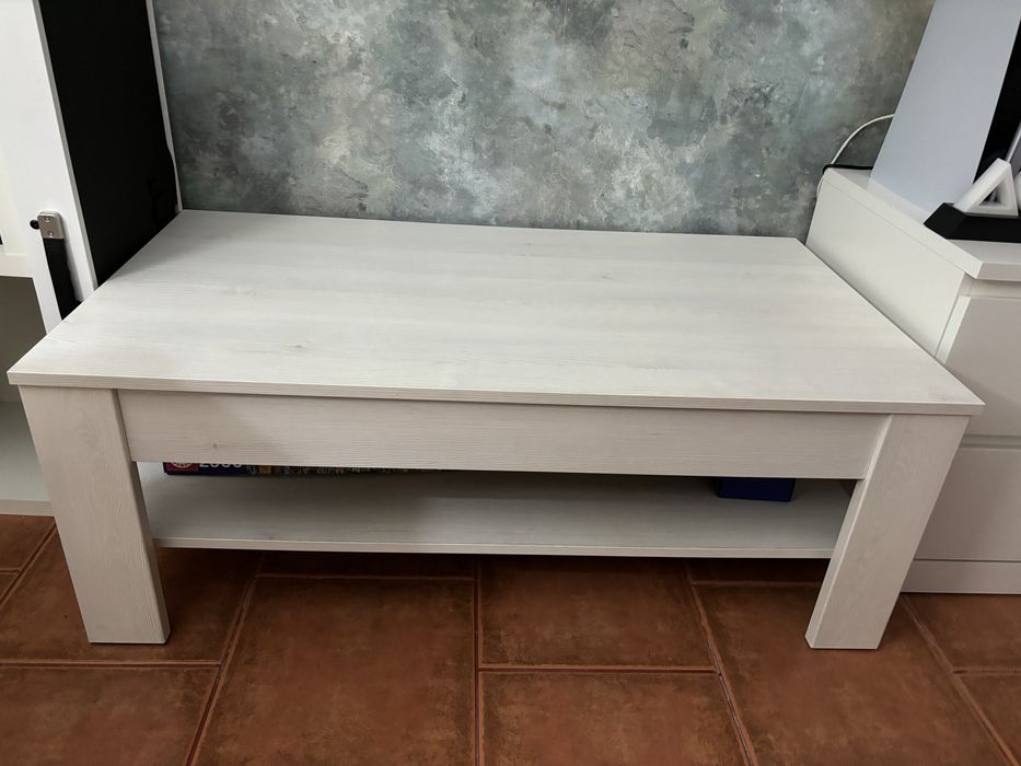 Mesa de centro elevável branca Bolonia