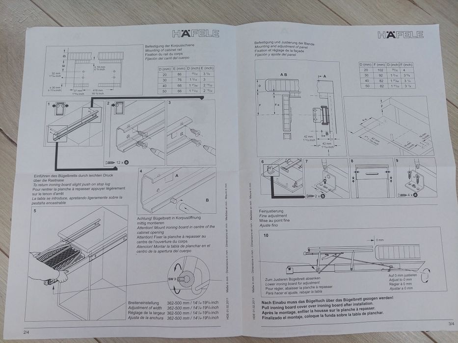 Вбудована прасувальна дошка. HAFELE Ironfix 5686710