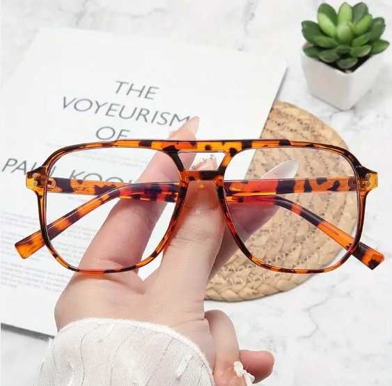 Okulary kwadraty podwójny ram retro unisex