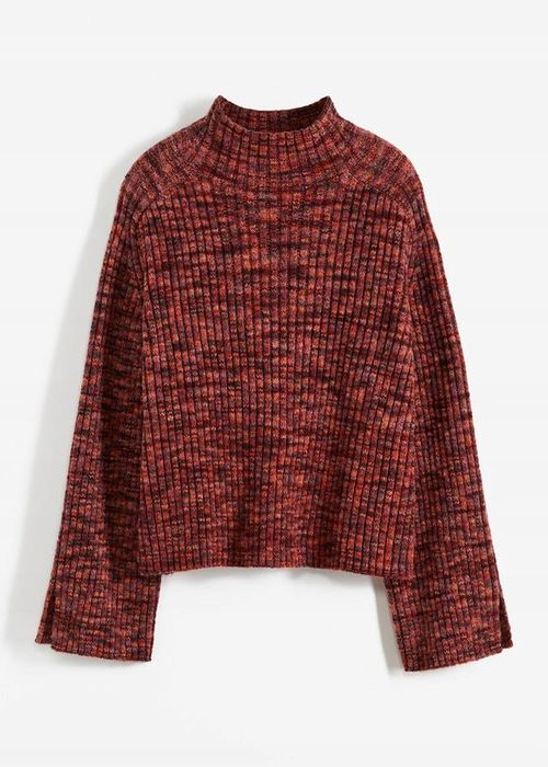 B.P.C sweter ze stójką brązowy melanż 48/50.