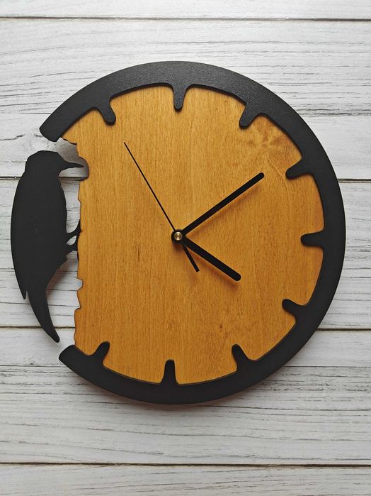 Zegar Ścienny Unikalny Drewno Ptak Cichy Prezent Salon Pokój