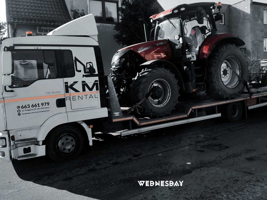 TANI transport maszyn rolniczych budowlanych pomoc drogowa laweta