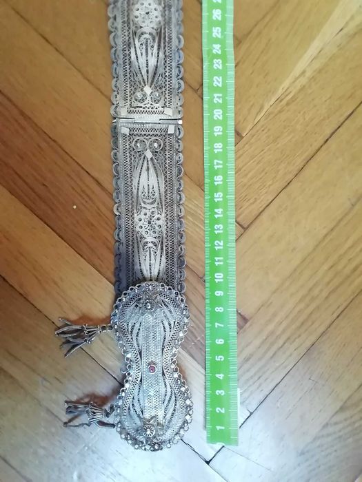 Pas srebrny filigranowy długość ok. 82 cm., wg. 225 g. Rosja , pr. 84