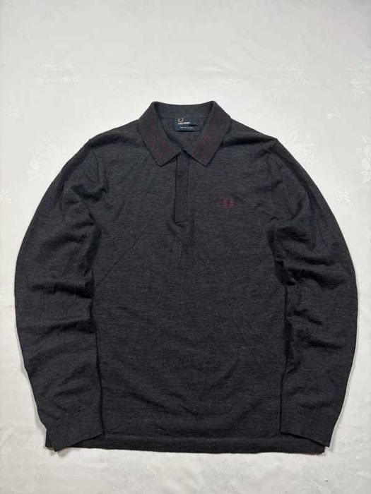 Sweter Fred Perry Merino wool wełna szary męski casual rozmiar L