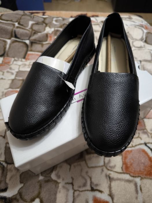 Мокасини кожна, чорні жіночі.