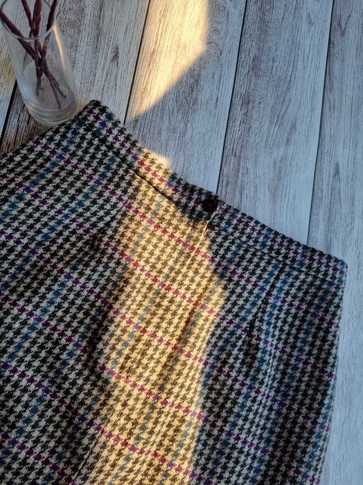 Шерстяная юбка в гусину лапку карандаш классическая