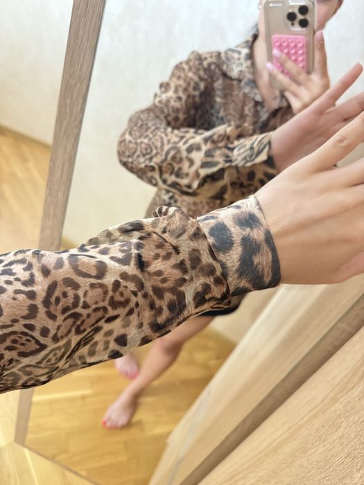 Шифонова блуза принт леопард