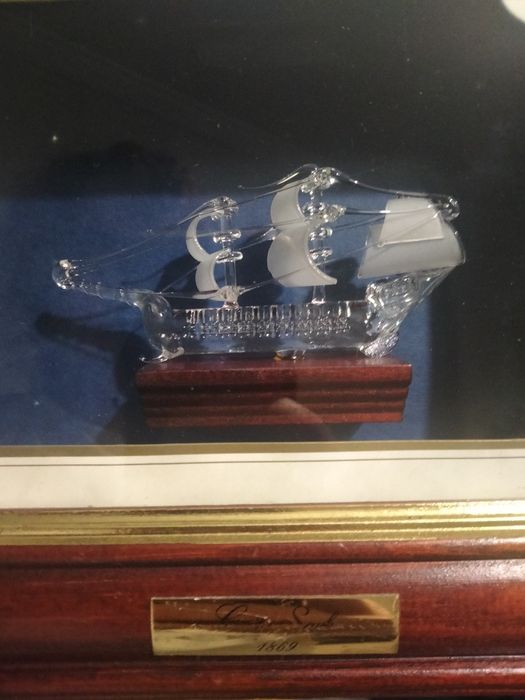 Quadro Shadow Box Navio Cutty Sark 1869 em Vidro Soprado