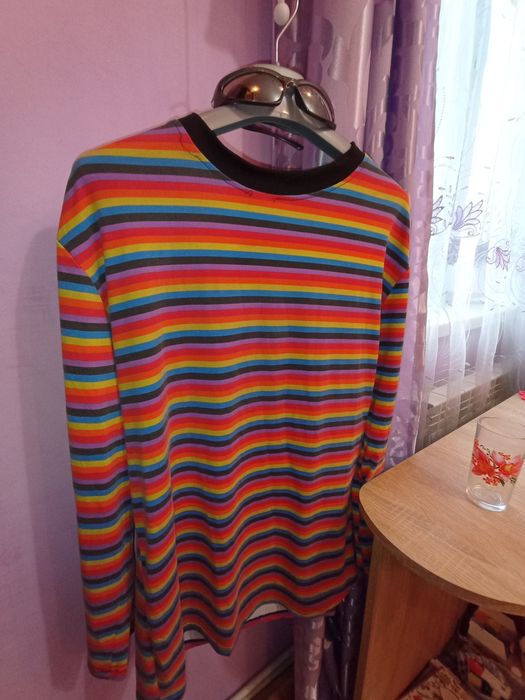 кофта полосатик альт,у2к радужная дрейн весна лонгслив тренд корея