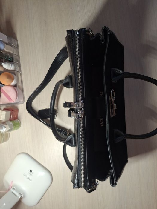 Сумка  женская черная кожа  замша натуральная  средний размер