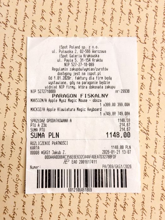 Apple Magic Keyboard z Touch ID USB-C biała - NOWA, paragon iSpot, gwarancja