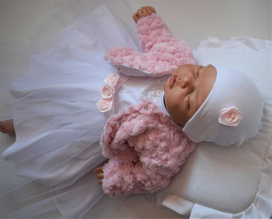 4 częściowy komplet ubranko strój do chrztu wiosna lato nowy