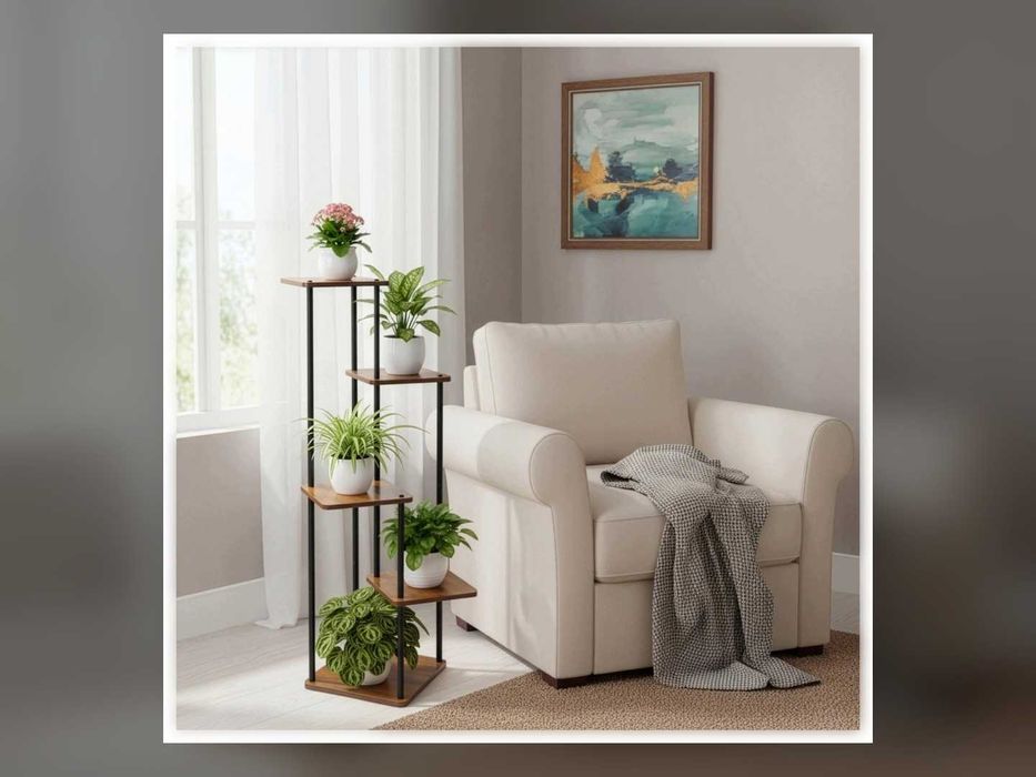 Regał stojak na rośliny Marlon Loft 107 cm 5 półek czarny